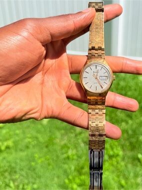 Bulova Gold Tone Silver Dial Men's Day-Date Watch